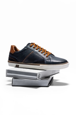 Leren Sneakers Niels - Marineblauw en Bruin - Marineblauw