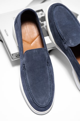 Nubuck Mocassins John - Blauw - Blauw