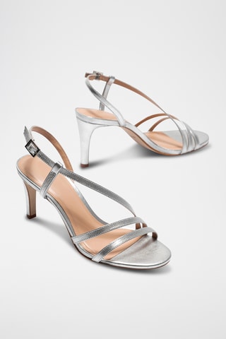 Leren Sandalen met Hak Elizabetha - Zilverkleurig - Zilverkleurig