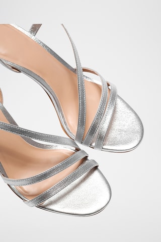 Leren Sandalen met Hak Elizabetha - Zilverkleurig - Zilverkleurig