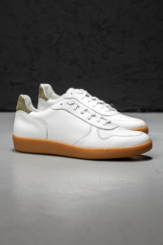 Leren Sneakers Liam - Wit en Kaki - Wit en kaki