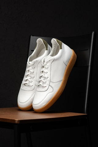 Leren Sneakers Liam - Wit en Kaki - Wit en kaki