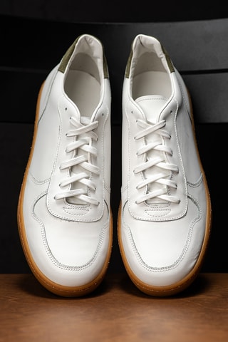 Leren Sneakers Liam - Wit en Kaki - Wit en kaki