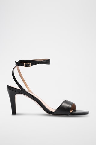 Leren Sandalen met Hak Angela - Zwart - Zwart