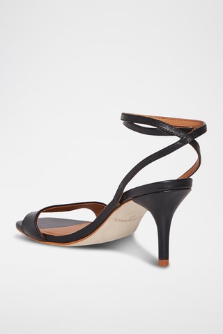 Leren Sandalen met Hak Angela - Zwart - Zwart
