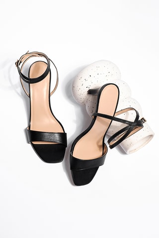 Leren Sandalen met Hak Angela - Zwart - Zwart