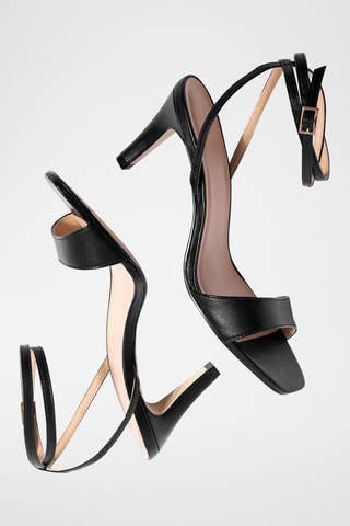 Leren Sandalen met Hak Angela - Zwart - Zwart