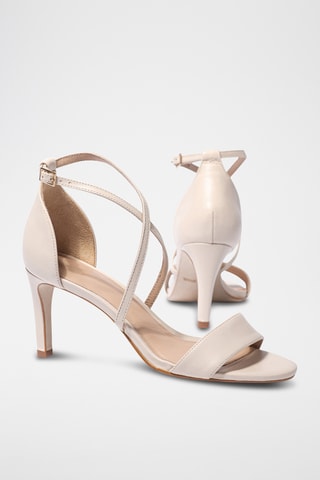Leren Sandalen met Hak Audrey - Beige - Beige