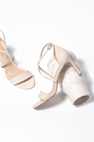 Leren Sandalen met Hak Audrey - Beige - Beige