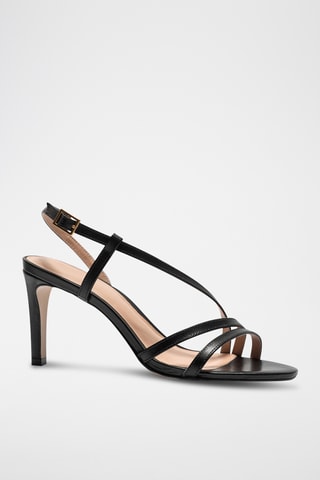 Leren Sandalen met Hak Elizabetha - Zwart - Zwart