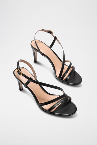 Leren Sandalen met Hak Elizabetha - Zwart - Zwart