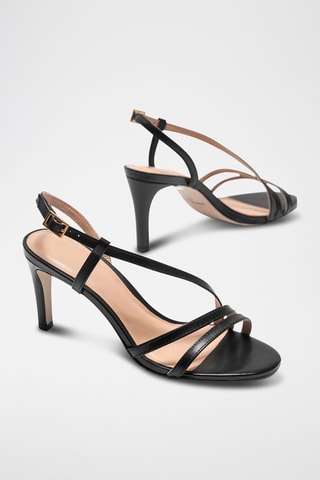 Leren Sandalen met Hak Elizabetha - Zwart - Zwart