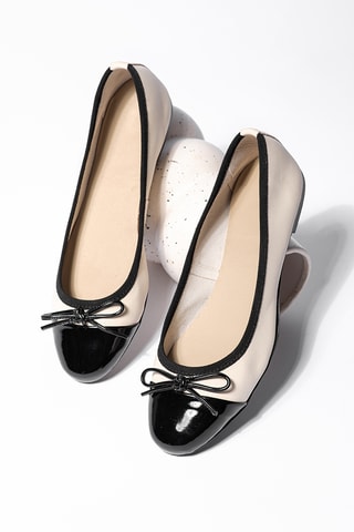 Leren Ballerina’s Diane - Beige en Zwart - Beige en zwart