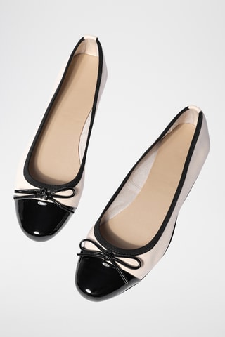 Leren Ballerina’s Diane - Beige en Zwart - Beige en zwart