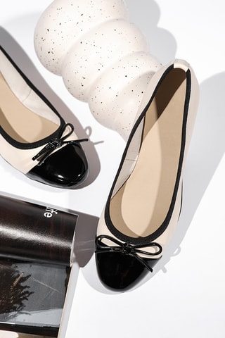 Leren Ballerina’s Diane - Beige en Zwart - Beige en zwart