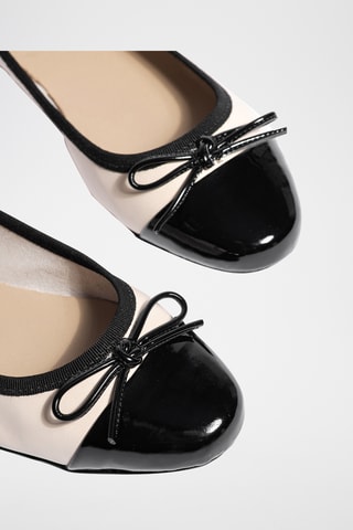 Leren Ballerina’s Diane - Beige en Zwart - Beige en zwart
