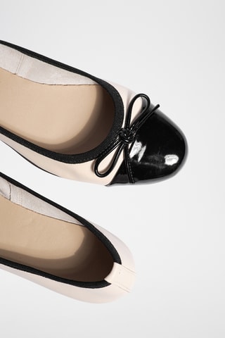 Leren Ballerina’s Diane - Beige en Zwart - Beige en zwart