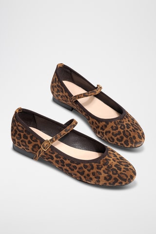 Velours en Leren Ballerina's Julie - Bruin en Zwart - Bruin en zwart