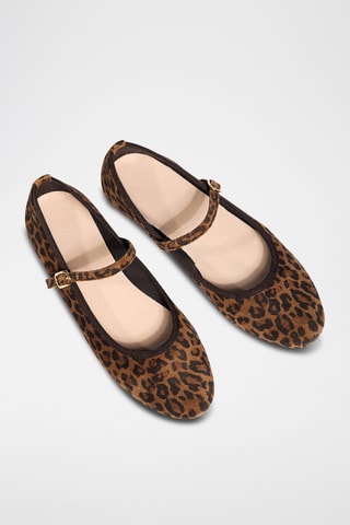 Velours en Leren Ballerina's Julie - Bruin en Zwart - Bruin en zwart