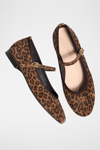 Velours en Leren Ballerina's Julie - Bruin en Zwart - Bruin en zwart