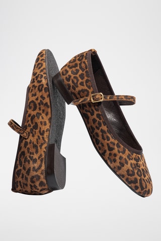 Velours en Leren Ballerina's Julie - Bruin en Zwart - Bruin en zwart