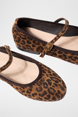 Velours en Leren Ballerina's Julie - Bruin en Zwart - Bruin en zwart
