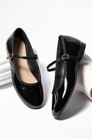 Leren Ballerina's Julie - Zwart - Zwart