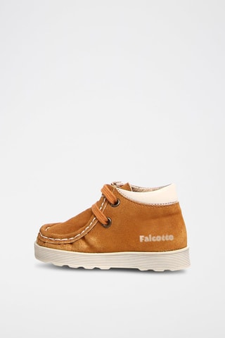 Sneakers montantes en cuir de veau nubuck - Camel