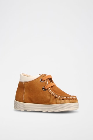 Sneakers montantes en cuir de veau nubuck - Camel