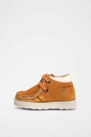Sneakers montantes en cuir de veau nubuck - Camel