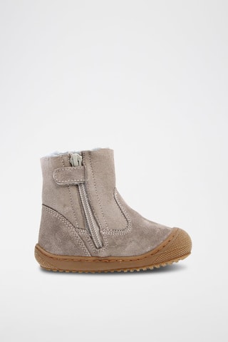 Bottines fourrées en cuir de mouton nubuck - Taupe