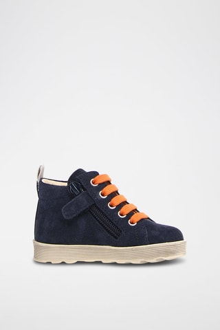 Bottines en nubuck - Bleu marine et orange