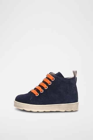 Bottines en nubuck - Bleu marine et orange