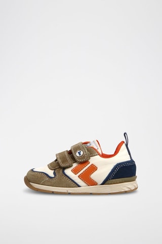 Baskets en cuir - Beige foncé et écru