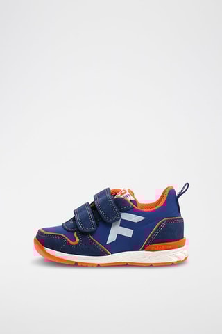 Baskets en nubuck - Bleu marine et orange