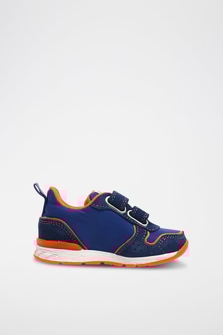 Baskets en nubuck - Bleu marine et orange
