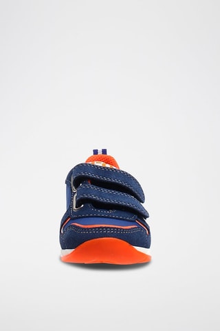 Baskets en nubuck - Bleu marine et orange