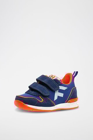 Baskets en nubuck - Bleu marine et orange