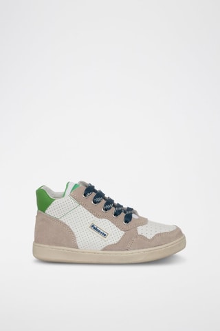 Baskets montantes en cuir - Beige et blanc 
