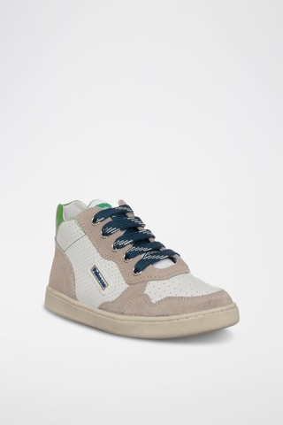 Baskets montantes en cuir - Beige et blanc 