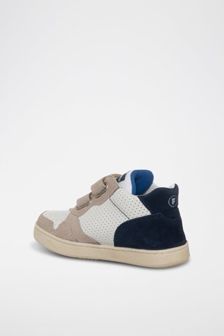 Baskets montantes en cuir - Beige et bleu marine