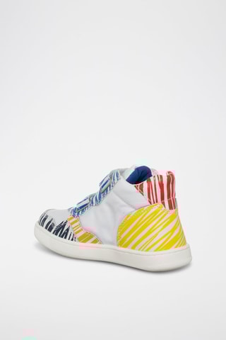 Baskets montantes en cuir - Blanc et jaune