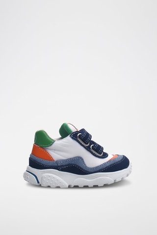 Baskets en cuir - Blanc et bleu 