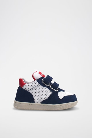 Baskets en cuir - Bleu marine et blanc