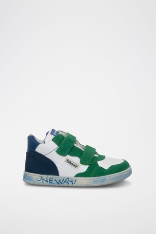 Baskets montantes en cuir - Vert et blanc