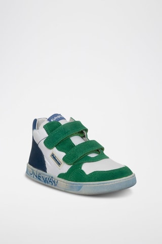 Baskets montantes en cuir - Vert et blanc