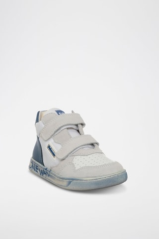 Baskets montantes en cuir - Blanc et bleu marine
