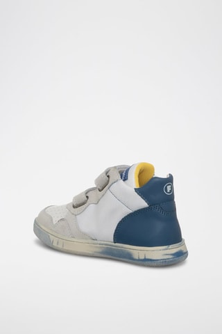 Baskets montantes en cuir - Blanc et bleu marine