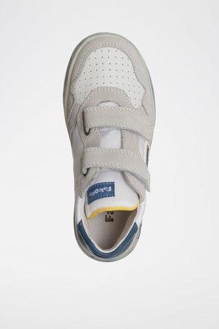 Baskets montantes en cuir - Blanc et bleu marine