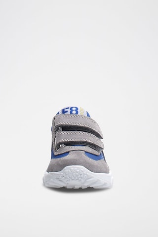 Baskets en cuir de veau - Gris et bleu roi